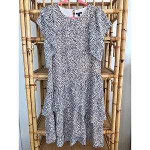 Who What Wear Leopard Tiered Ruffle Dress, Size XL